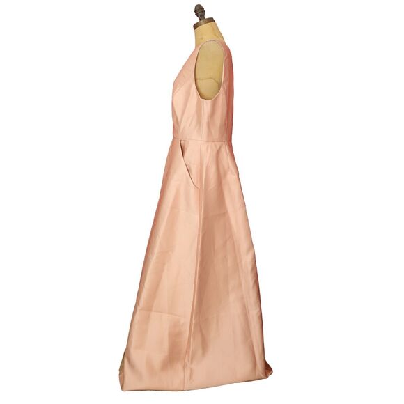 Alfred Sung V-Neck Gown 16 Twill Toasted Sugar Pink Dress RUNS SMALL NWT B34 - Picture 4 of 6